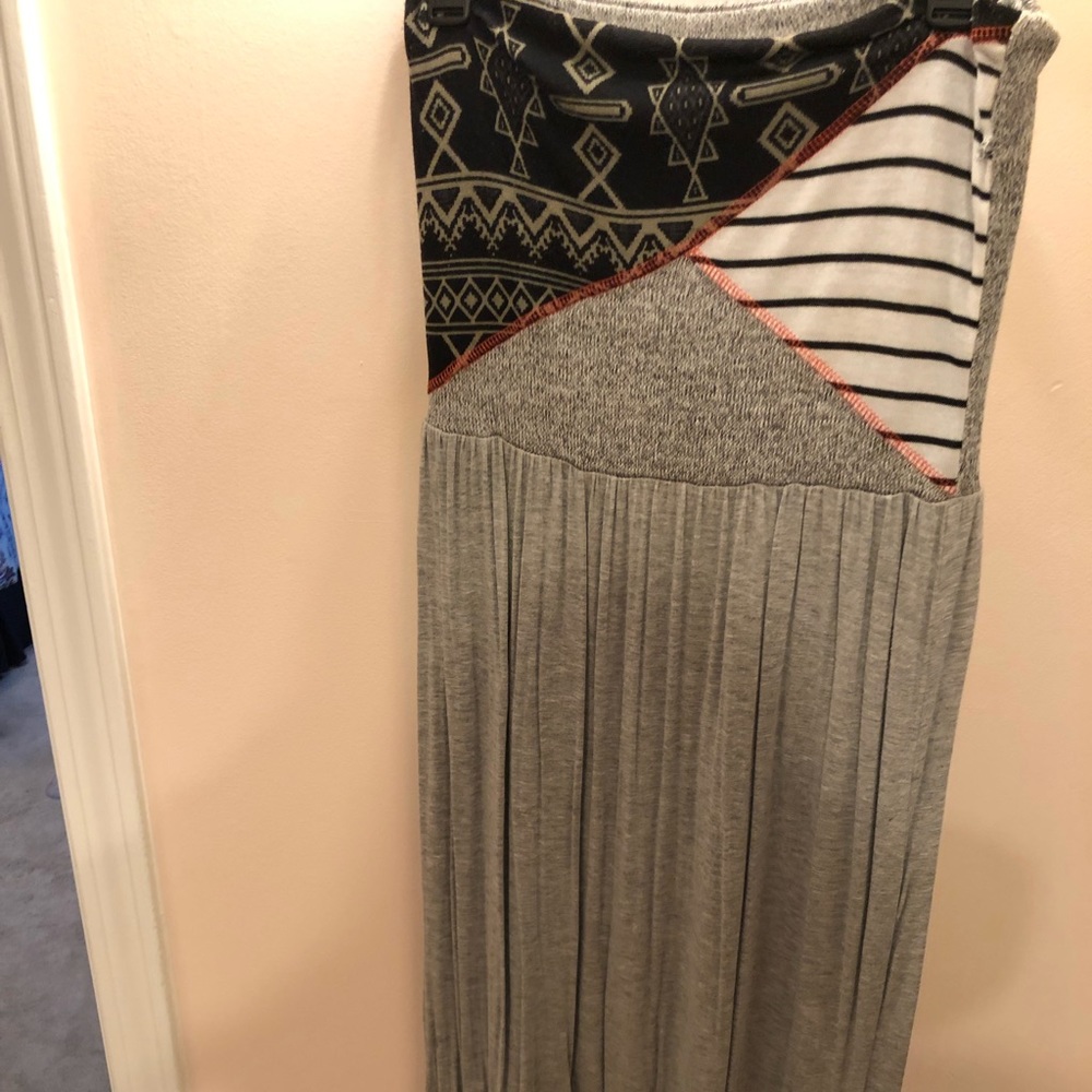 Grey & Black strapless maxi dress